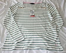 Image of Crew Clothing ladies square neck breton green striped top - size 12 - NWT