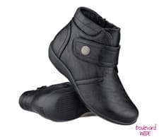 Image of Ladies Boulevard Extra Wide Fit Ankle High Flat Padded Winter Zip Up Boots Shoes