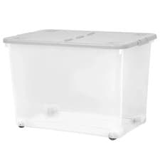 Image of Wham 80 Litre Clear/Cool Grey Box with Wheels & Folding Lid - 3 Pack