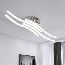 Image of 24W Modern LED Ceiling Light 4 Wave Chandelier 6500K Silver Living Room Bedroom
