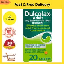 Image of Dulcolax Adult 5mg Gastro-Resistant Tablets Constipation Relief Laxative 20 Pack