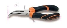 Image of Beta 011680040 200mm Long Bent Needle Knurled Nose Pliers Bi-Material Handles