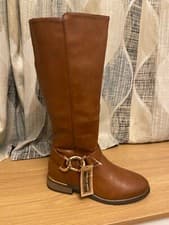 Image of Knee high tan boots side zip brand new never worn