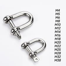 Image of Dee Shackles D Shackle 4mm 5mm 6mm 8mm 10mm 12mm 14mm to 38mm Stainless Steel