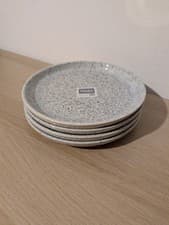 Image of 4 X Denby Halo Speckle Grey Medium Coupe 21cm Breakfast/ Lunch Plates