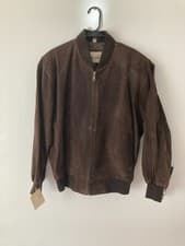 Image of VTG NWT Donna Pelle Men Medium Brown Genuine Leather Bomber Jacket Very Rare/22A