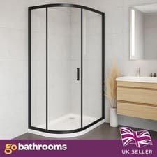 Image of Gunmetal Quadrant Shower Enclosure Single Sliding Door 8mm Safe Glass 1200x800mm