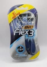 Image of BIC Flex3 Men's Disposable Shaver with Triple Blade Smooth Shave 8 Pack New ZP
