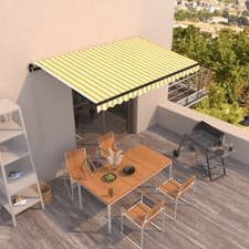 Image of Manual Retractable Awning 450x350 cm Yellow and White