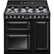 Image of Smeg Range Cooker Victoria Black TR93BL  90cm Dual Fuel Gas Hob  Graded (CH-396)