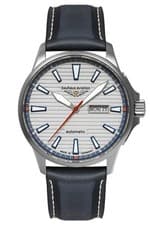 Image of Bauhaus Men's Watch Aviation Iron Annie Automatic Titanium/Leather Blue 2862-1