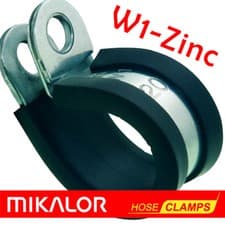 Image of EPDM Rubber Lined P Clips | Mikalor | ZINC PLATED MILD STEEL W1 | P-Clip Clamp