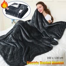 Image of Heated Throw Electric Over Blanket Soft Fleece Comfort Control Sofa Washable