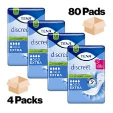 Image of 80 TENA LADY EXTRA DISCREET Incontinence Absorbent Pads for Women 4 x 20 Pack