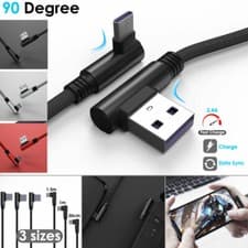 Image of 90 DEGREE Right Angle USB Type C Fast Data Sync Charger Charging Cable Lead Wire