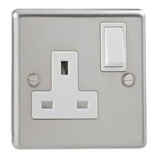 Image of 4x British General Stainless Steel Single Switched 1 Gang Socket Double 13 Amp