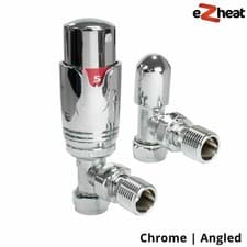 Image of Thermostatic TRV Radiator Valves 1/2" x 15mm Angled/Corner/Straight - Twin Pack