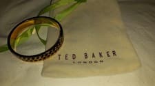 Image of Ted Baker Solid Enamelled Bangle.Black/Gold. Brand New