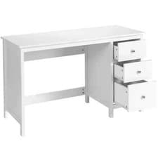 Image of Modern Computer Desk With 3 Draws 120x50x75cm Easy Assembly White Painted Wood