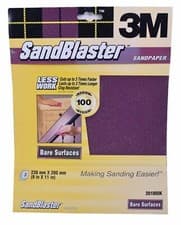 Image of 3M Sandblaster Sandpaper Paint Stripping 3 x 100 Grit Bare Surface 3 Sheets