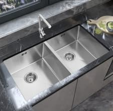 Image of 2.0 Handmade Double Bowl Stainless Steel Undermount Sink Size840x440x200mm