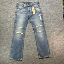 Image of Levi's 527 Slim Bootcut Jeans Men's Blue Denim Distressed Classic 33X32 - NWT