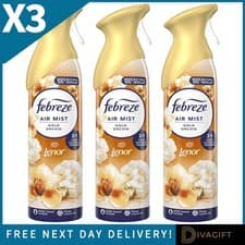 Image of 3 x FEBREZE GOLD ORCHID AIR MIST SPRAY 185ML AIR FRESHENER HOME FRAGRANCE NEW