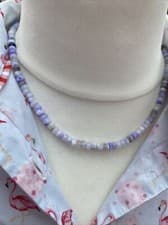 Image of NEW 18" Blue Lace Agate Natural Gemstone Necklace 4mm Beaded Silver 925 Healing