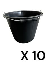 Image of 10 x PLASTIC BUILDERS BUCKET 3 GALLONS 14L HEAVY DUTY WATER/FEED STORAGE HANDLE