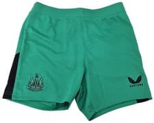 Image of Newcastle United Kids Boys Away Change Green Black Drawstring Shorts By Castore