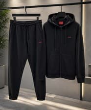 Image of Hugo Boss black tracksuit with red logo