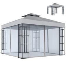 Image of Outsunny 3 x 3(m) Patio Gazebo Canopy Garden Pavilion, Light Grey