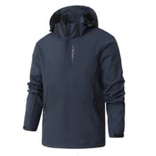 Image of Mens Waterproof Windbreaker Rain Jacket Hooded Soft Shell Outdoor Grey Coat UK