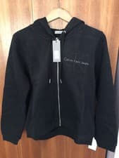 Image of Calvin Klein Womens Logo Hoodie Black Size Extra Large BNWT RRP £110