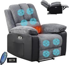 Image of Electric Recliner Armchair 8 Point Heated Vibration Massage Sofa Arm Chair