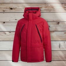Image of Adidas Badge of Sports Mountain 600 Down Parka Jacket GK0668 Red Medium RRP £200