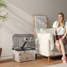 Image of PawHut Hamster Cage, Three-Tier Gerbil Cage w/ Deep Bottom, Ramp, Food Dish