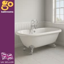 Image of Luxury Freestanding Roll Top Bath & Chrome Claw Feet Classic Double Ended 178cm