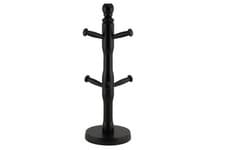 Image of Mug Tree Holder Beechwood Black Holds Mugs Modern Kitchen Space Saving Organizer