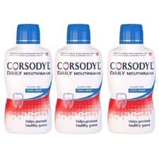 Image of Corsodyl Daily Cool Mint Alcohol Free Mouthwash 500ml (Pack of 3)
