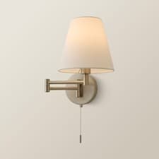 Image of Adjustable Wall Light Fitting Metal Light Fabric Taper Lampshade Reading Lights