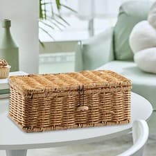 Image of Storage Basket with Lid Home Organizer Decorative Practical Rectangular Storage