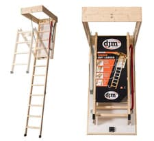 Image of Wooden Folding Loft Ladder Insulated Hatch Frame 57cm x 115cm Pull Down Access