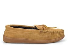 Image of Mens Real Suede Moccasin Slippers Genuine Leather Moccasins Rubber Sole Sand
