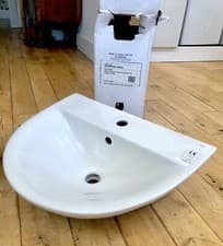 Image of RAK Basin Semi Recess Morning Ceramic Basin / Sink -1 Tap Hole - White