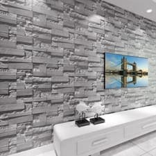 Image of 3D Slate Stone Brick Effect Wallpaper Rock Grey Realistic Vintage Textured·Decor