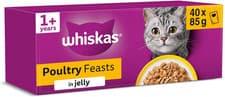 Image of WHISKAS Adult Wet Cat Food in Jelly 40x85g Poultry Selection Mixed Pouches