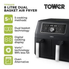 Image of Tower Dual Basket Air Fryer 8L T17181AFR Vortx Black