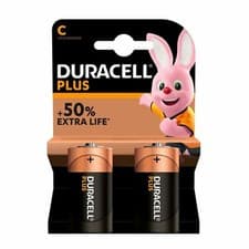 Image of Duracell Plus Size  C Alkaline Batteries +50% Extra Life LR14/MN1400 (Pack of 2)