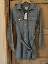 Image of GUESS ladies Blue Denim Cotton Short Dress Size Small Bnwt Rrp $109!